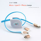 2.4A Quick Multi Charger Micro USB Cable 3 In 1 Untuk IPhone Android Watch