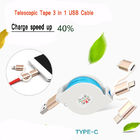 2A Fast Charge Tipe Kabel USB Mikro - C Telescopic Untuk Ponsel Android Cerdas